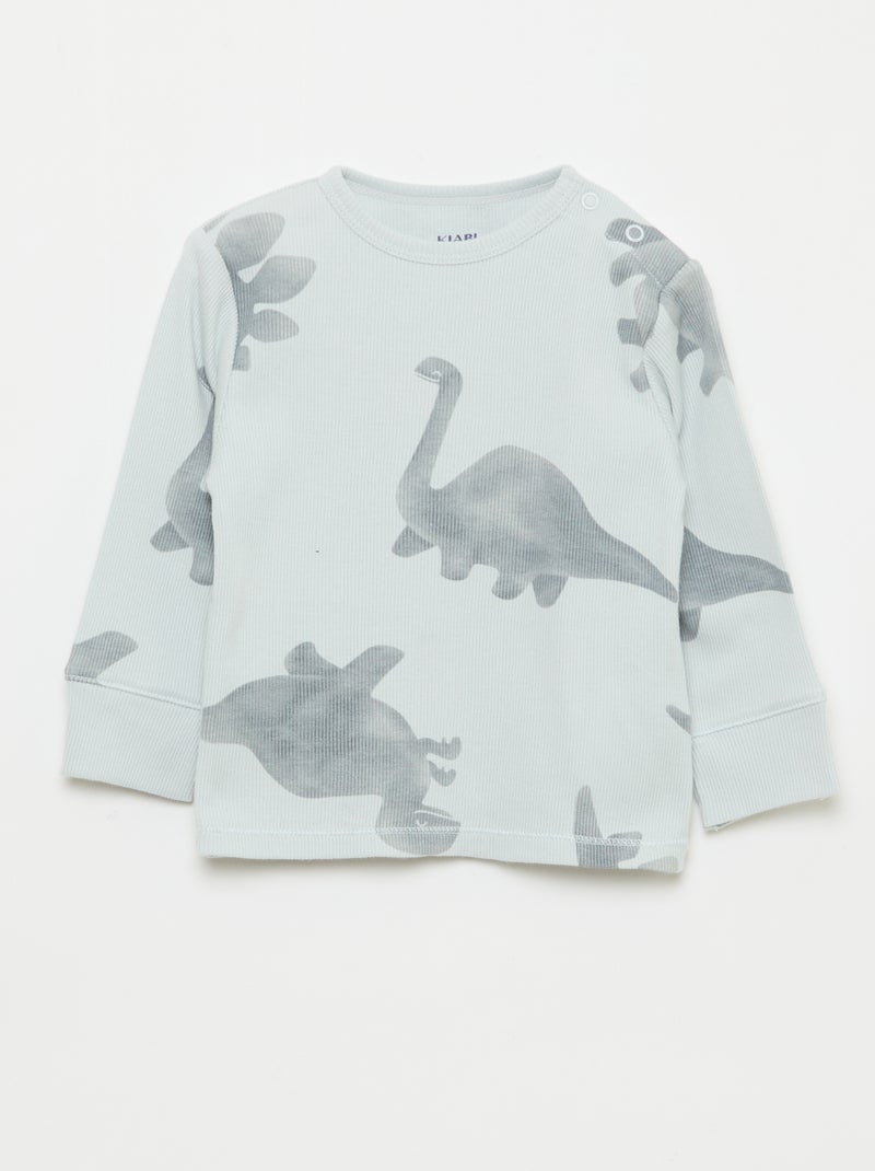 2-delige pyjamaset van geribd katoen Grijs - Kiabi