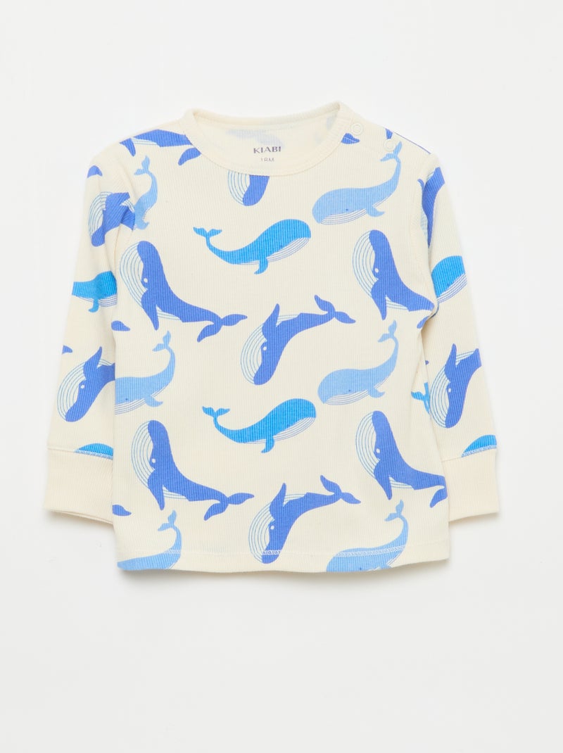 2-delige pyjamaset van geribd katoen Wit - Kiabi