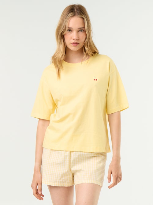 2-delige pyjamaset van katoenjersey - T-shirt + short - Kiabi