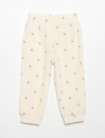 2-delige pyjamaset van velours - Sweater met ruches bij de armsgaten + broek
