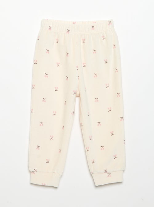 2-delige pyjamaset van velours - Sweater met ruches bij de armsgaten + broek - Kiabi