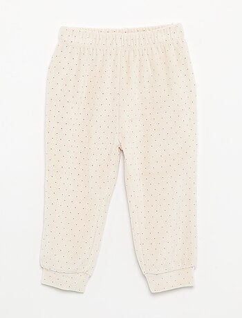 2-delige pyjamaset van velours - Sweater met ruches bij de armsgaten + broek