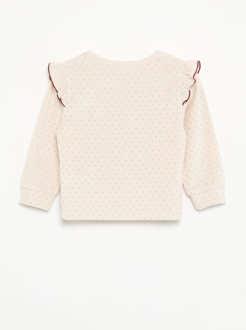 2-delige pyjamaset van velours - Sweater met ruches bij de armsgaten + broek - Kiabi