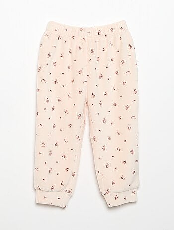 2-delige pyjamaset van velours - Sweater met ruches bij de armsgaten + broek