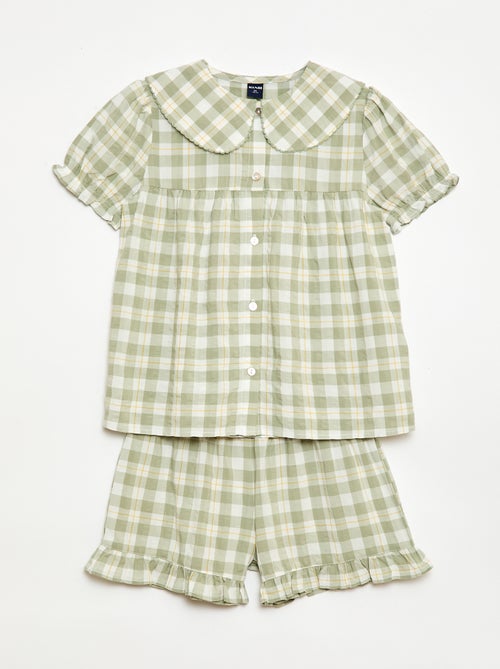 2-delige pyjamashort met ruches - Kiabi