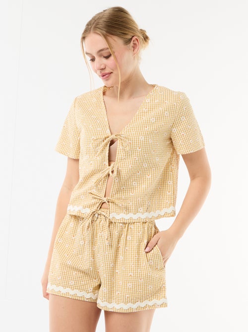 2-delige pyjamashort met vichyruit - Kiabi