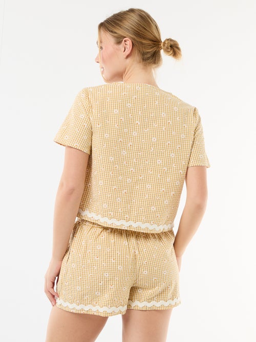 2-delige pyjamashort met vichyruit - Kiabi