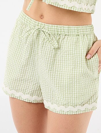 2-delige pyjamashort met vichyruit