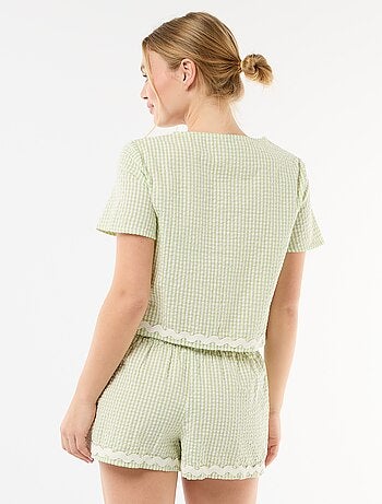 2-delige pyjamashort met vichyruit
