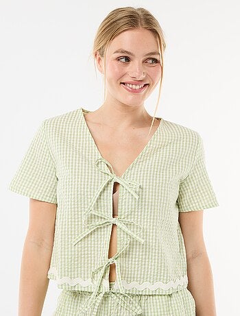 2-delige pyjamashort met vichyruit