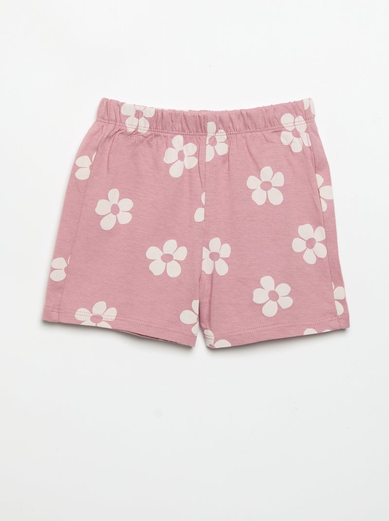 2-delige pyjamashort van bedrukt jerseytricot Rose - Kiabi