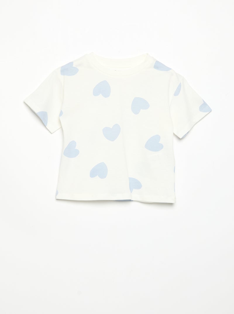 2-delige pyjamashort van jersey met print Wit - Kiabi