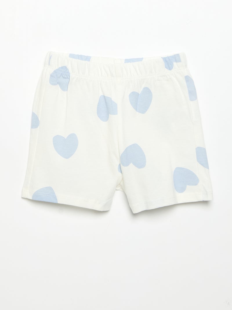 2-delige pyjamashort van jersey met print Wit - Kiabi