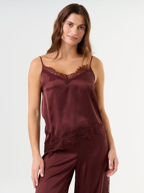 2-delige satijnen pyjamaset: top en lange broek - Kiabi