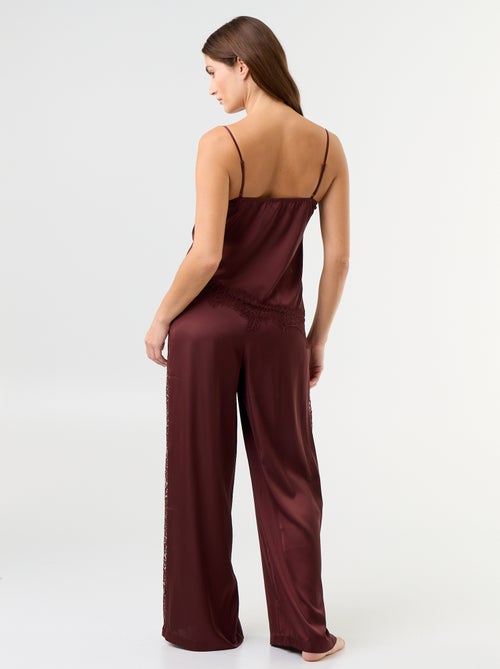 2-delige satijnen pyjamaset: top en lange broek - Kiabi