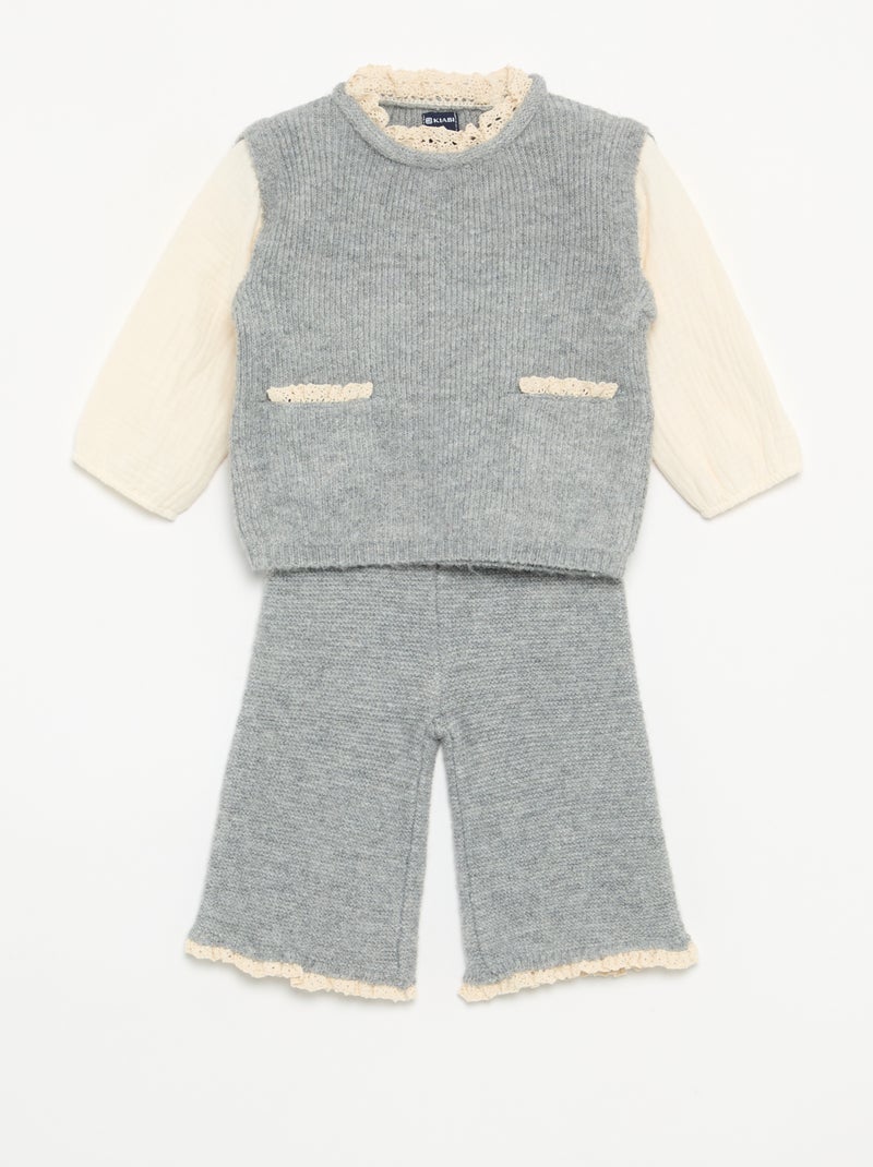 2-delige set - 2-in-1 trui + legging Grijs - Kiabi