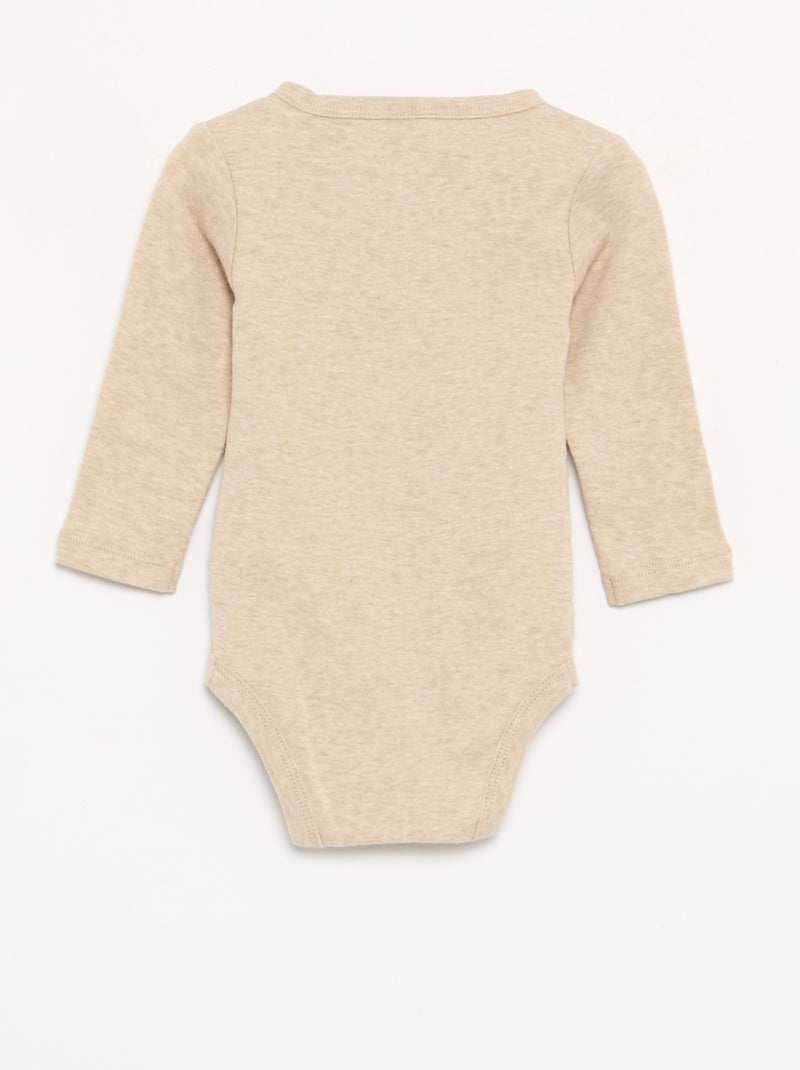 2-delige set - body met lange mouwen + legging Biege - Kiabi