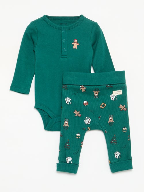 2-delige set - body met lange mouwen + legging - Kiabi