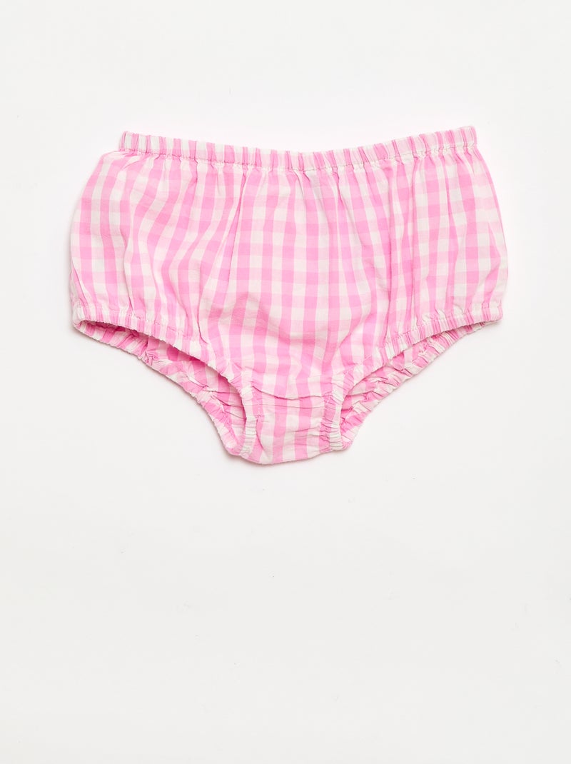2-delige set - Mouwloze vichyjurk van katoenpopeline + slip Rose - Kiabi