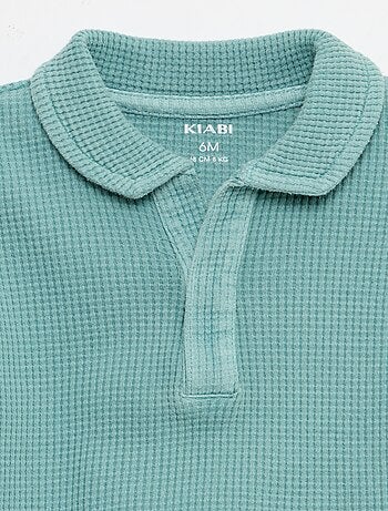 2-delige set - polo + short van gewafelde stof