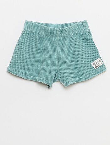 2-delige set - polo + short van gewafelde stof