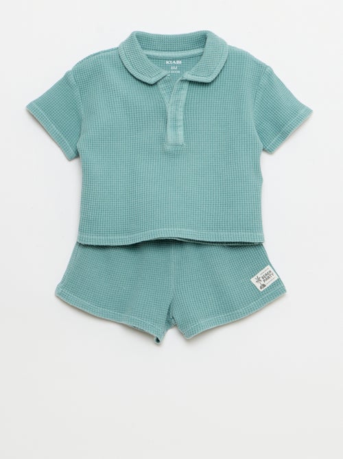 2-delige set - polo + short van gewafelde stof - Kiabi