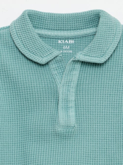 2-delige set - polo + short van gewafelde stof - Kiabi