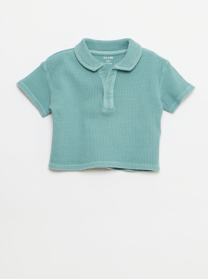 2-delige set - polo + short van gewafelde stof Blauw - Kiabi