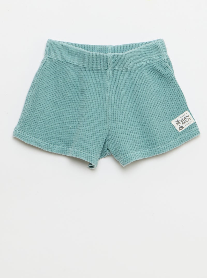 2-delige set - polo + short van gewafelde stof Blauw - Kiabi