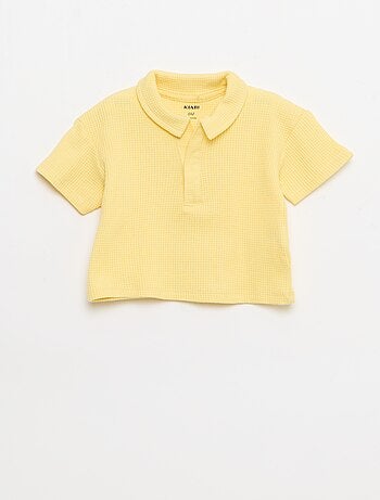 2-delige set - polo + short van gewafelde stof