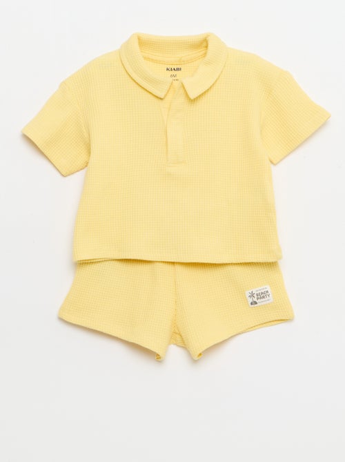 2-delige set - polo + short van gewafelde stof - Kiabi