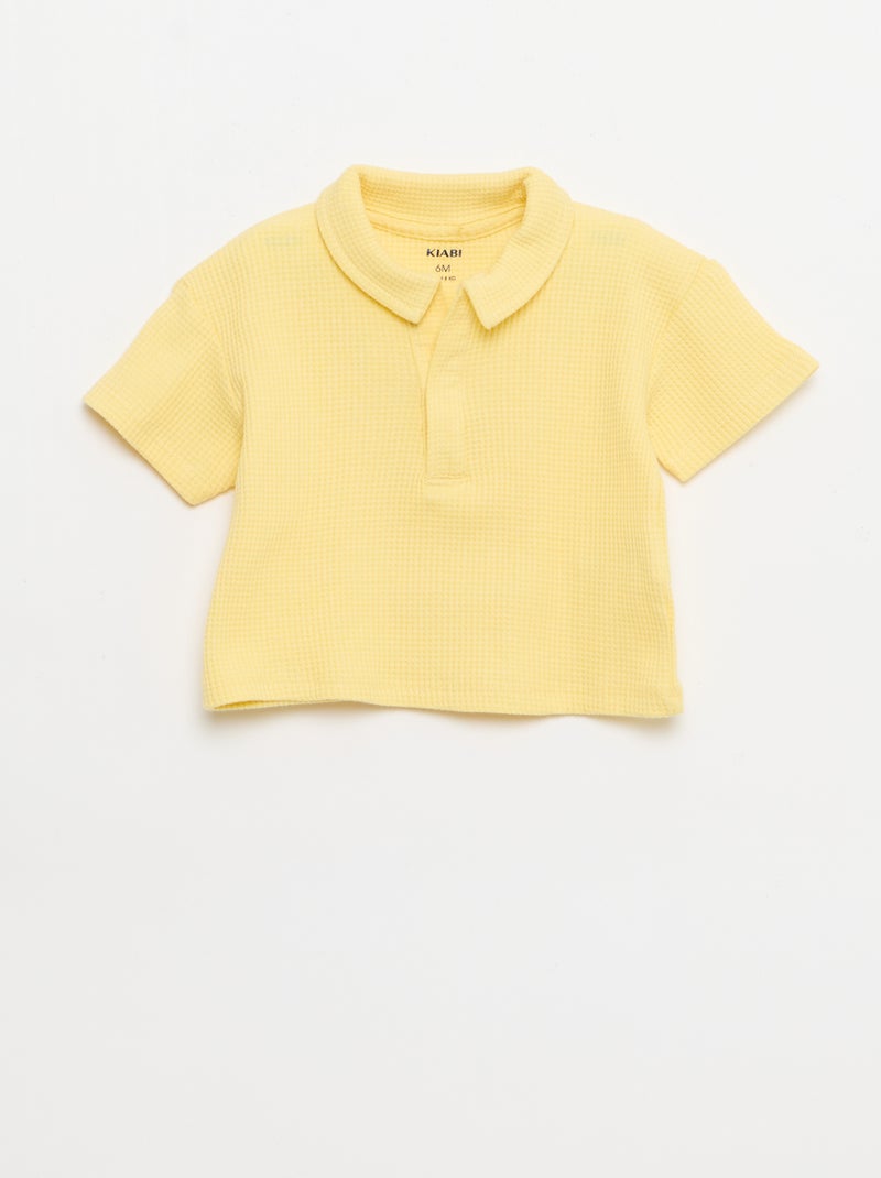 2-delige set - polo + short van gewafelde stof Geel - Kiabi