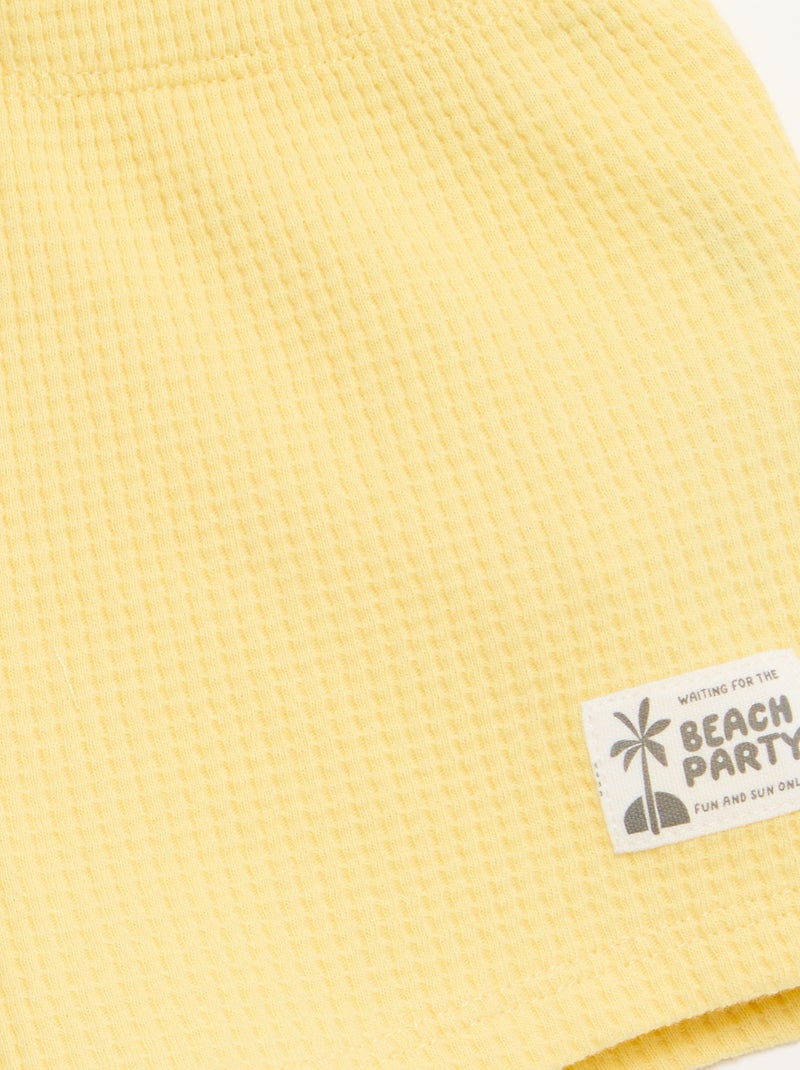 2-delige set - polo + short van gewafelde stof Geel - Kiabi