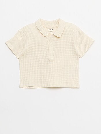 2-delige set - polo + short van gewafelde stof