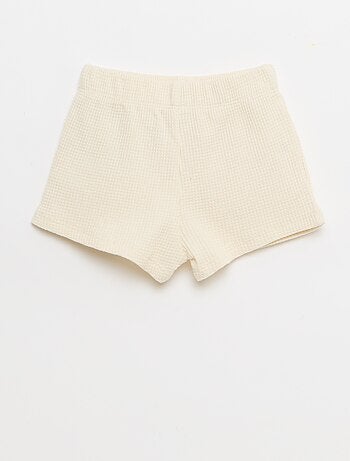 2-delige set - polo + short van gewafelde stof