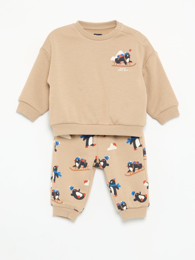2-delige set - Sweater + broek Biege - Kiabi