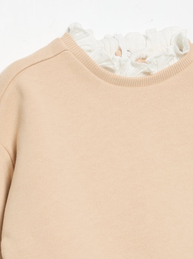 2-delige set - Sweater + wijde broek Biege - Kiabi