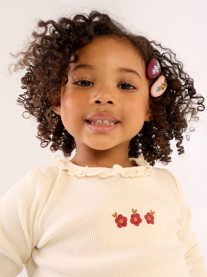 2-delige set - T-shirt + fluwelen pantalon Wit - Kiabi