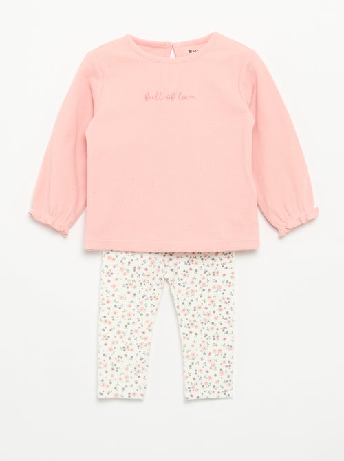 2-delige set - T-shirt met lange mouwen + legging - Kiabi 2-delige set - T-shirt met lange mouwen + legging - Kiabi