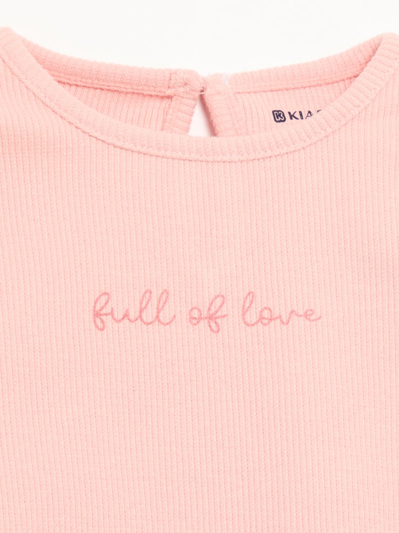2-delige set - T-shirt met lange mouwen + legging Rose - Kiabi