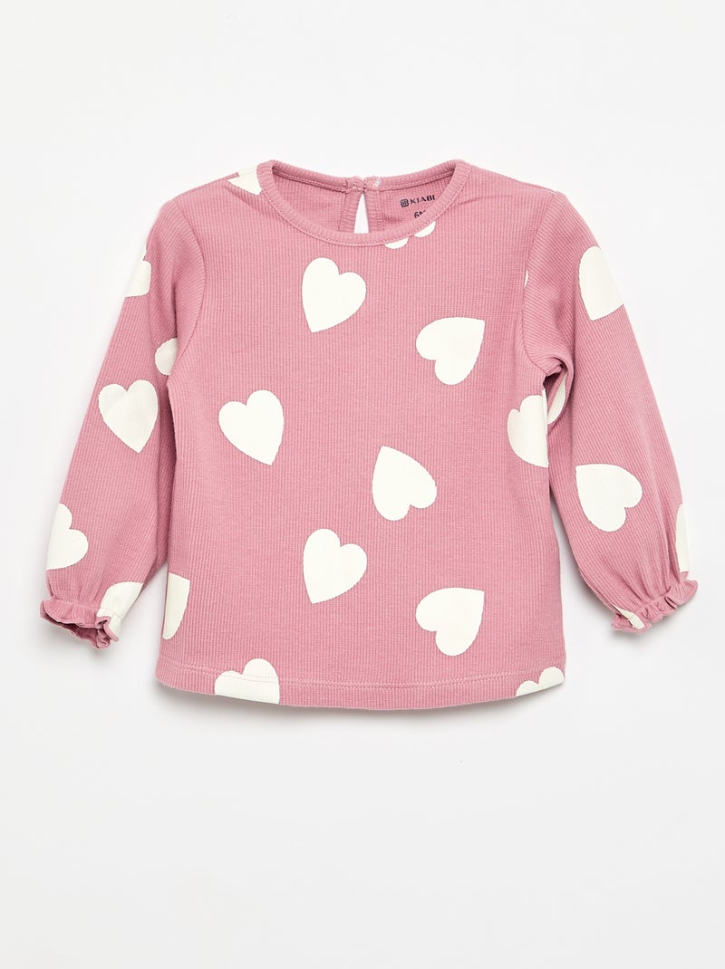 2-delige set - T-shirt met lange mouwen + legging Rose - Kiabi