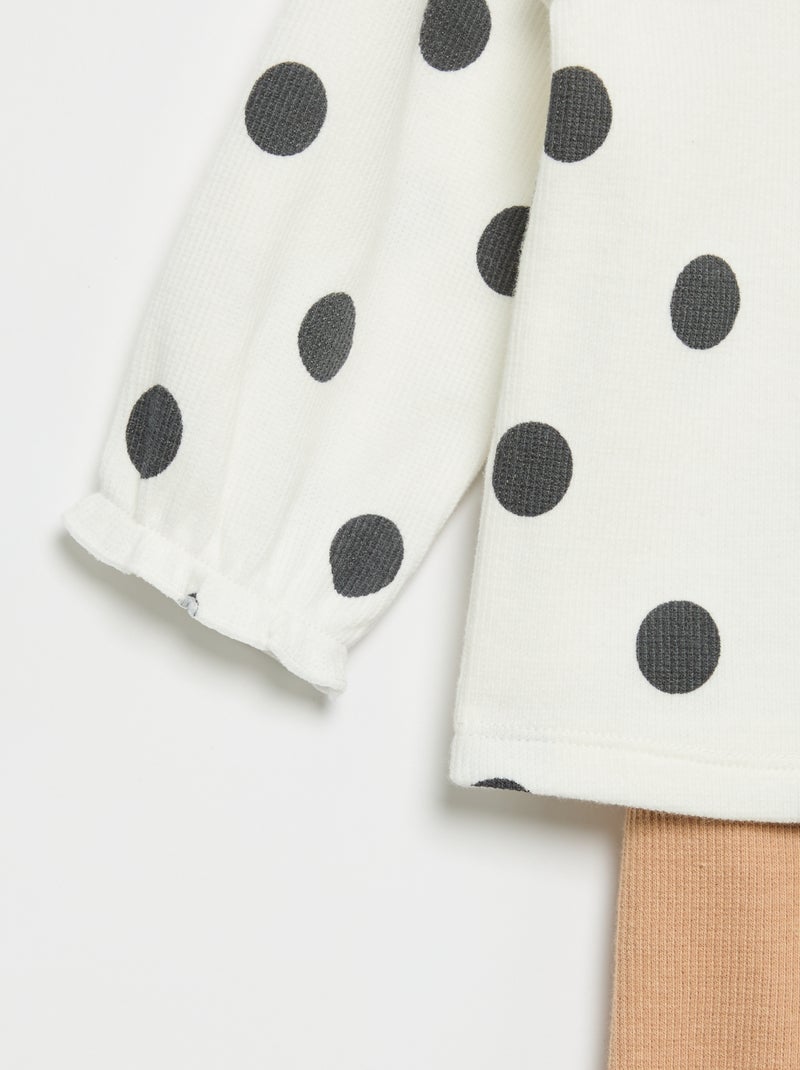 2-delige set - T-shirt met lange mouwen + legging Wit - Kiabi