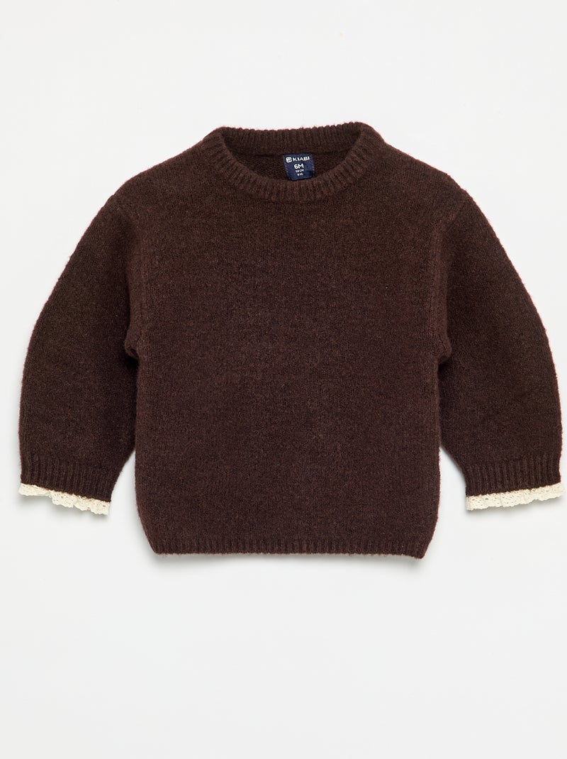 2-delige set - trui + sjaal met macramé details Bruin - Kiabi