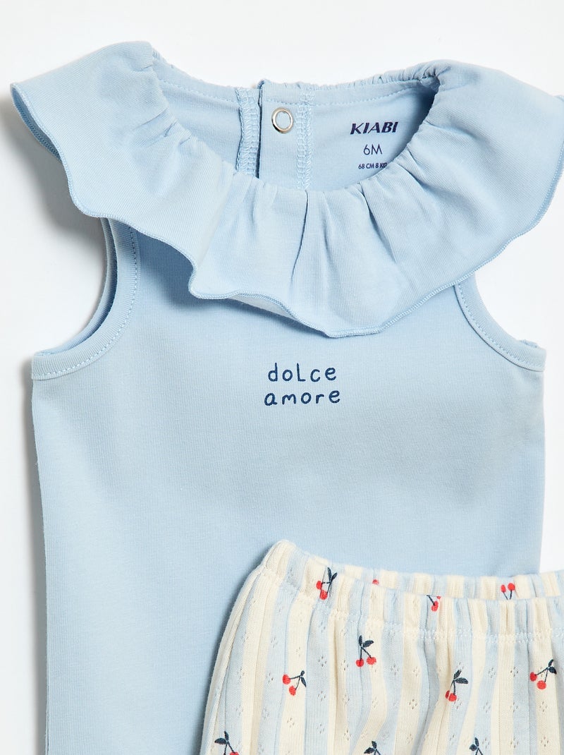 2-delige set: body en slip Blauw - Kiabi