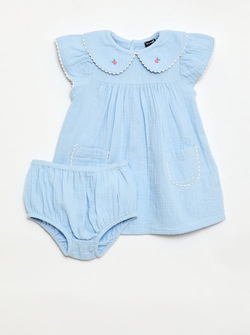 2-delige set: jurk met korte mouwen + slip - Kiabi