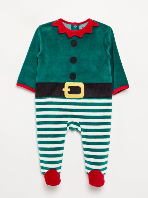 2-delige set 'Kerst' van fluweel - slaappakje + muts - Kiabi