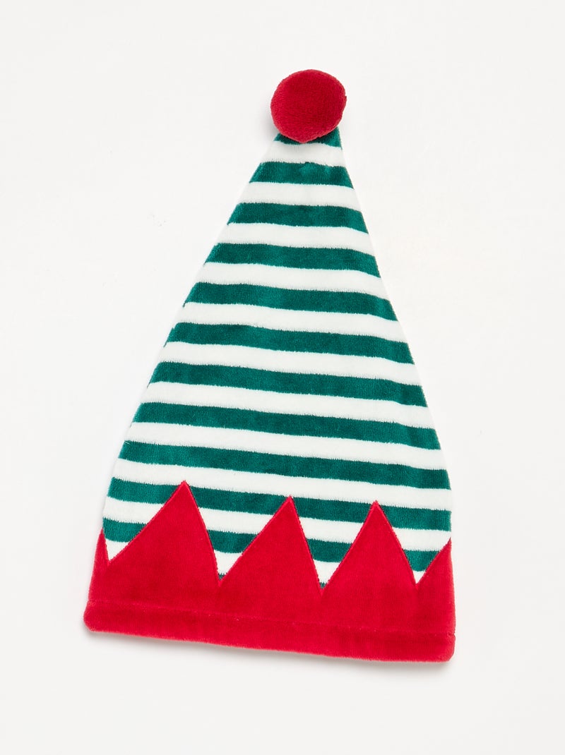 2-delige set 'Kerst' van fluweel - slaappakje + muts Groen - Kiabi