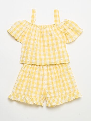 2-delige set met blouse en short met ruches
