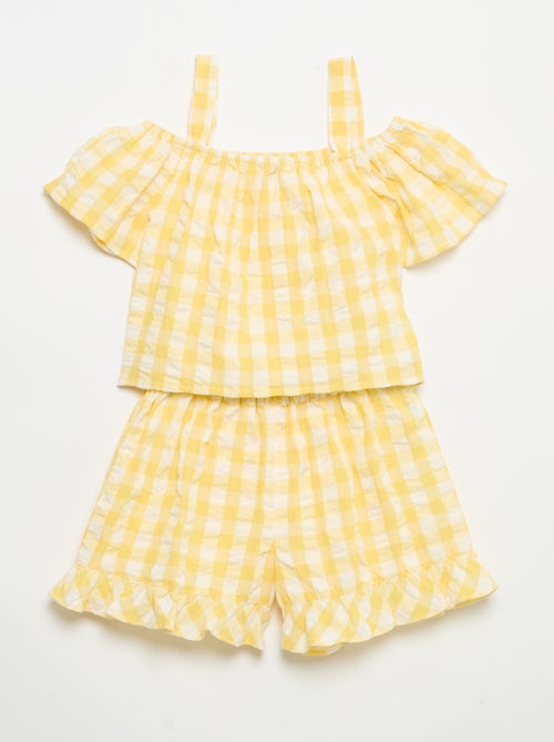 2-delige set met blouse en short met ruches - Kiabi