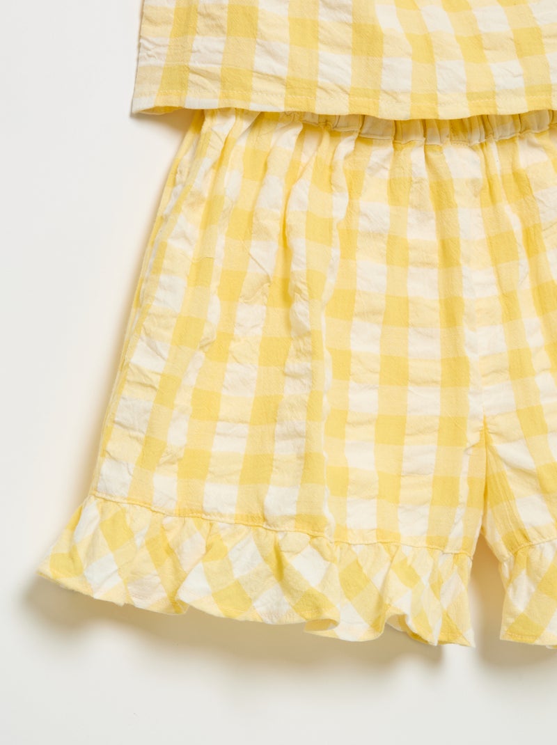 2-delige set met blouse en short met ruches Geel - Kiabi